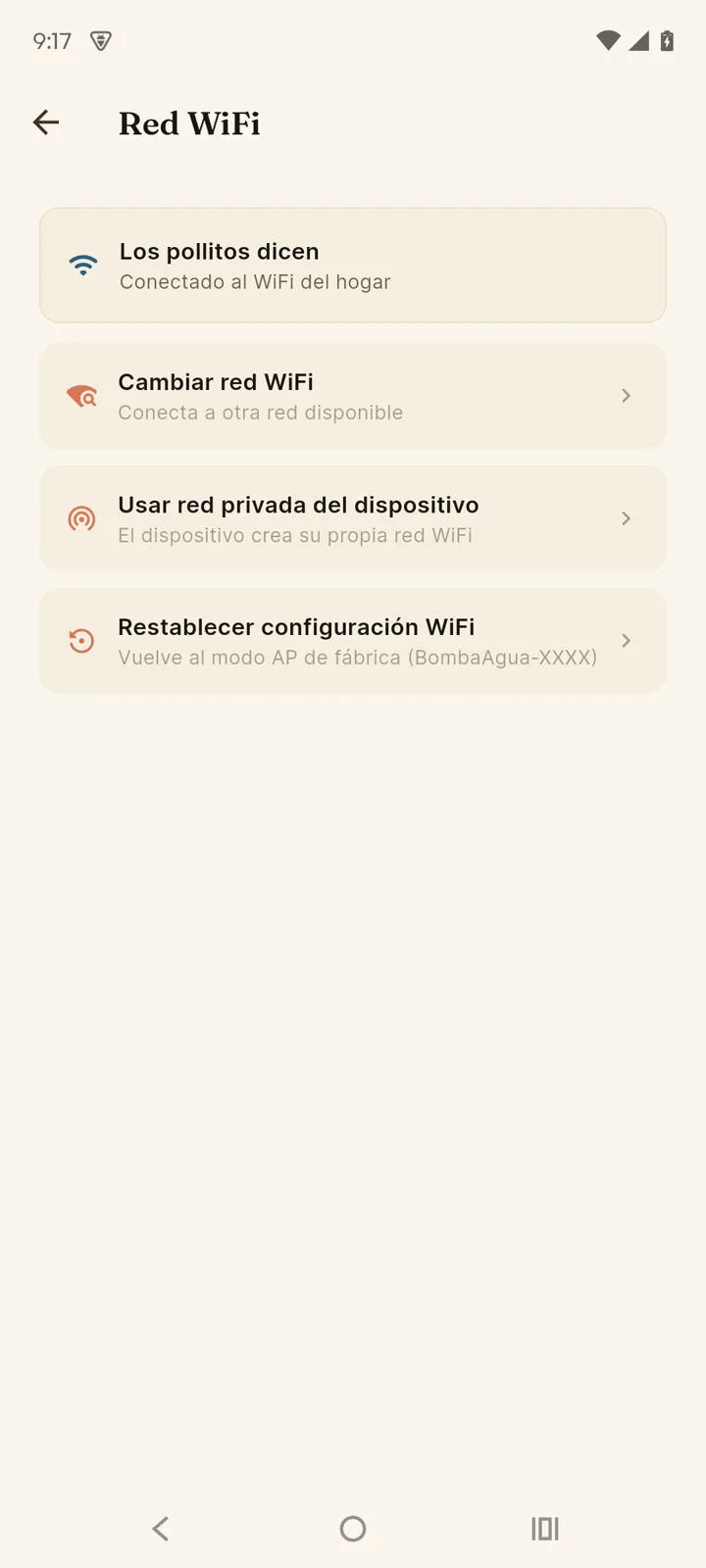 Configuración de red WiFi