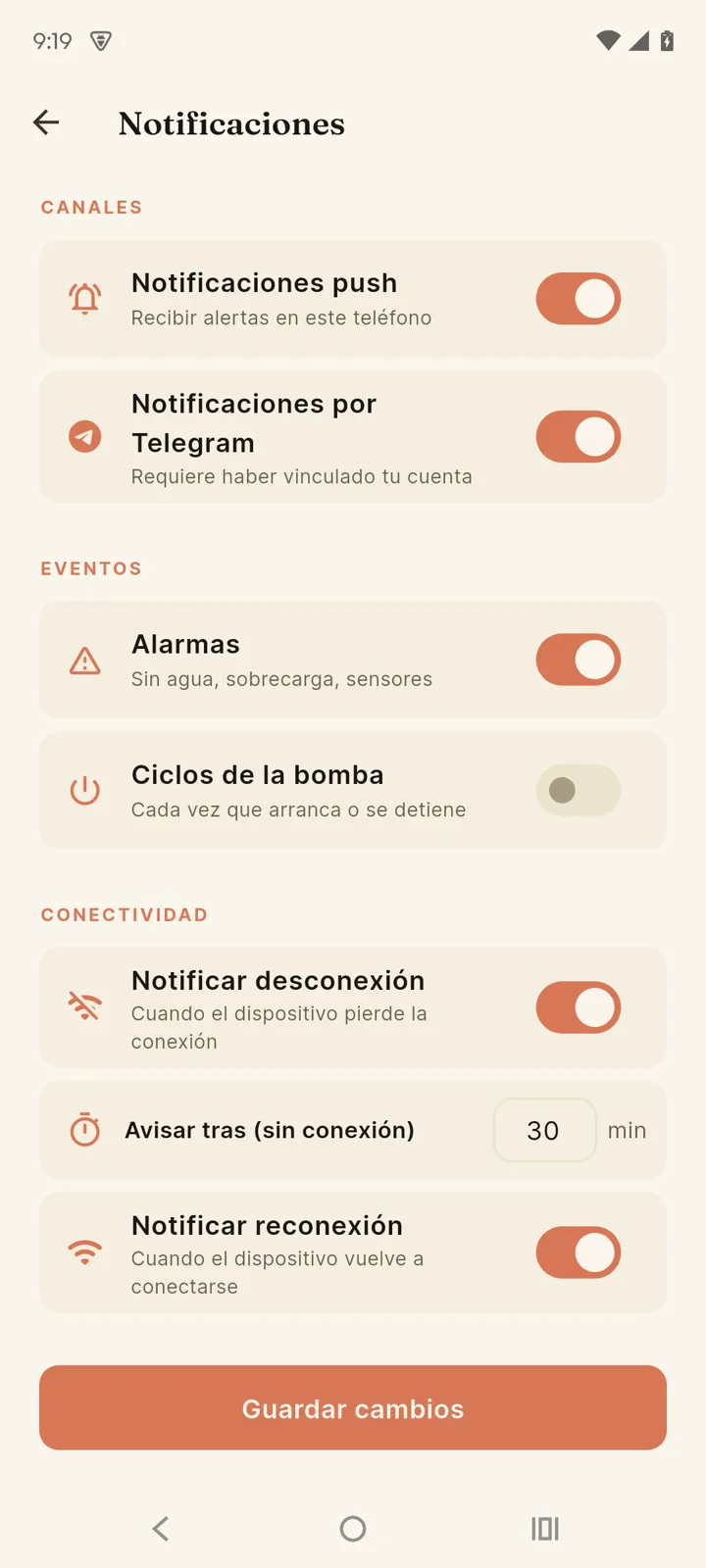 Preferencias de notificaciones