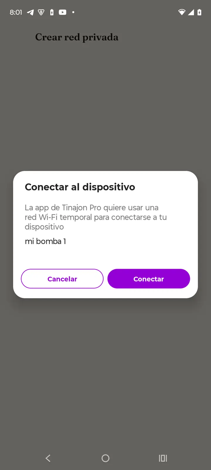 Diálogo del sistema para conectar a la red