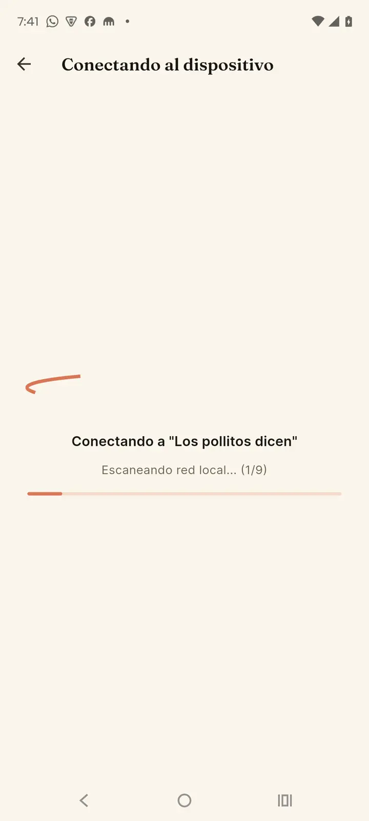 Pantalla de conexión al dispositivo