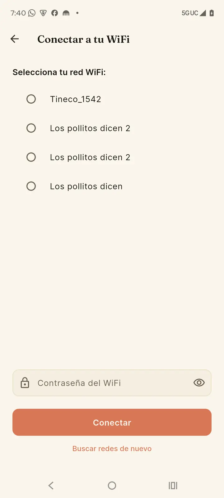 Selección de red WiFi