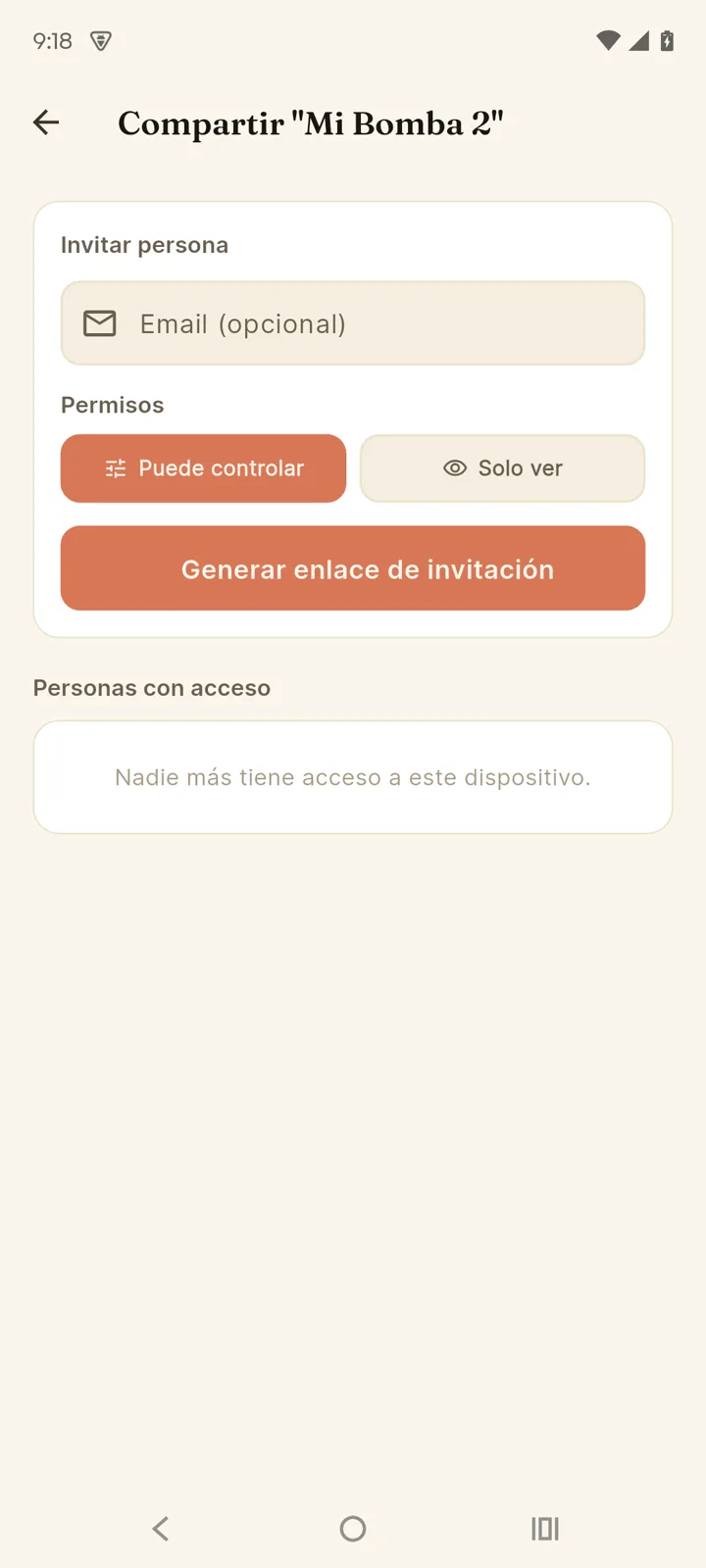 Pantalla de compartir dispositivo
